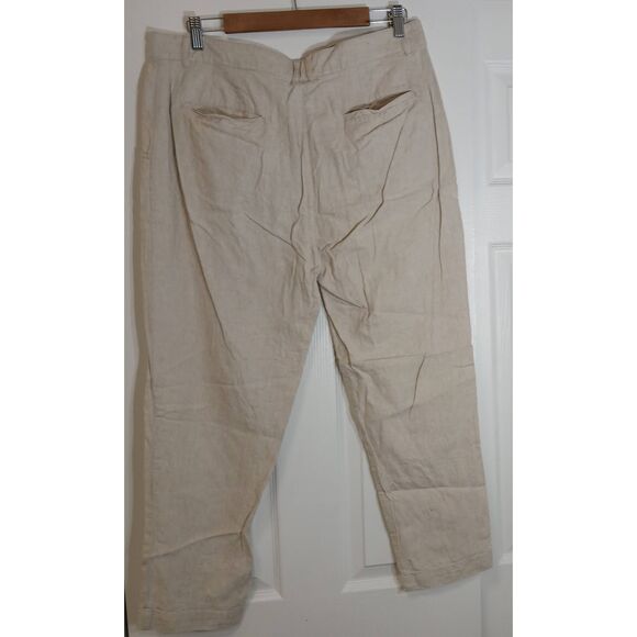 Zara mens 34 European linen pants oatmeal beige tapered leg quiet luxury - Picture 5 of 8